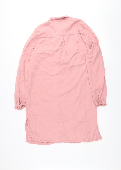 Denim Co. Women's Pink Long Sleeve Shirt Dress Size 10
