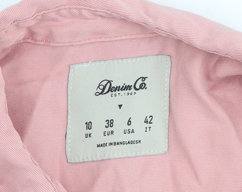 Denim Co. Women's Pink Long Sleeve Shirt Dress Size 10