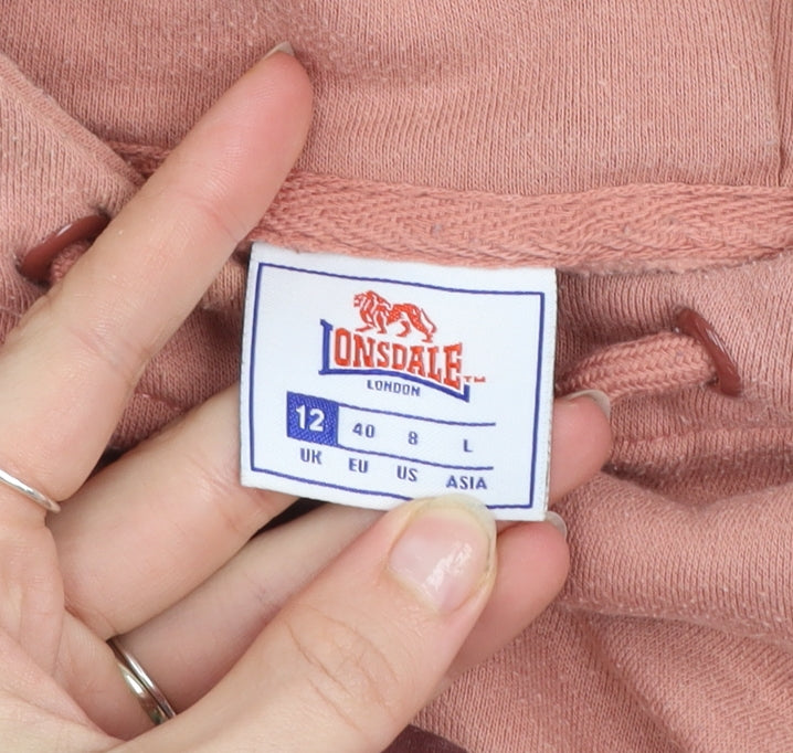 Lonsdale London Women's Pink Pullover Hoodie Size 12 Cotton Blend