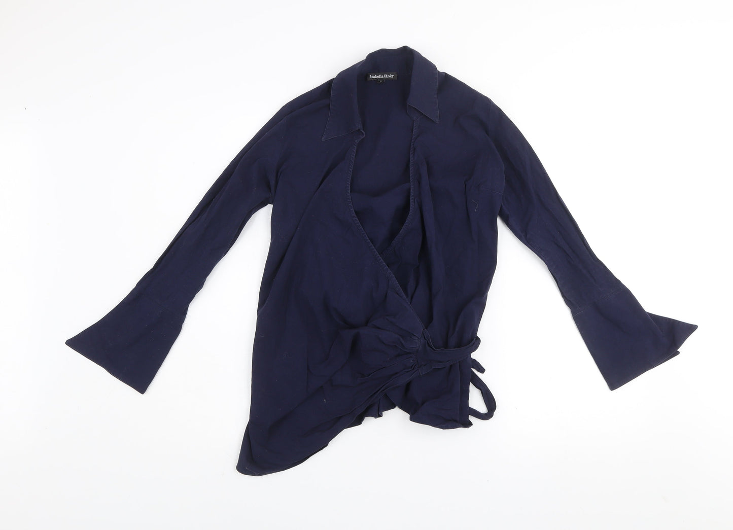 Womens UK Size 2 Isabella Oliver Blue Wrap Blouse