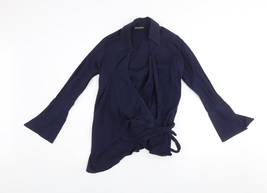 Womens UK Size 2 Isabella Oliver Blue Wrap Blouse