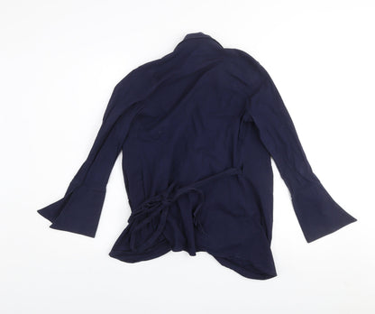 Womens UK Size 2 Isabella Oliver Blue Wrap Blouse