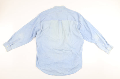 Chaps Ralph Lauren Men's Light Blue Cotton Band Collar Shirt Size 16