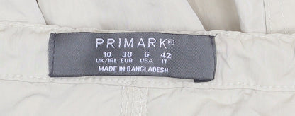 Primark Womens Beige Cargo Trousers Size 10 Elastic Waist Lightweight