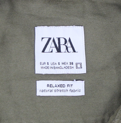 Zara Men’s Green Relaxed Fit Long Sleeve Button-Up Shirt Size S