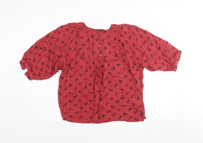 Womens UK Size S Fame Forever Red Peasant Blouse
