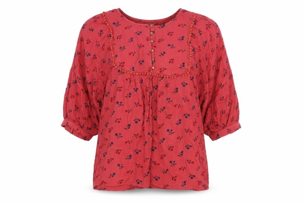 Womens UK Size S Fame Forever Red Peasant Blouse