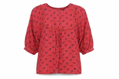 Womens UK Size S Fame Forever Red Peasant Blouse