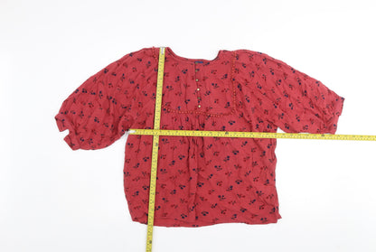 Womens UK Size S Fame Forever Red Peasant Blouse