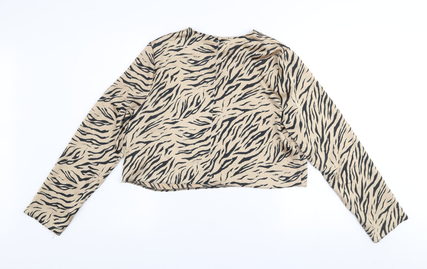 Primark Women Beige Animal Print Long Sleeve Blouse Size 14