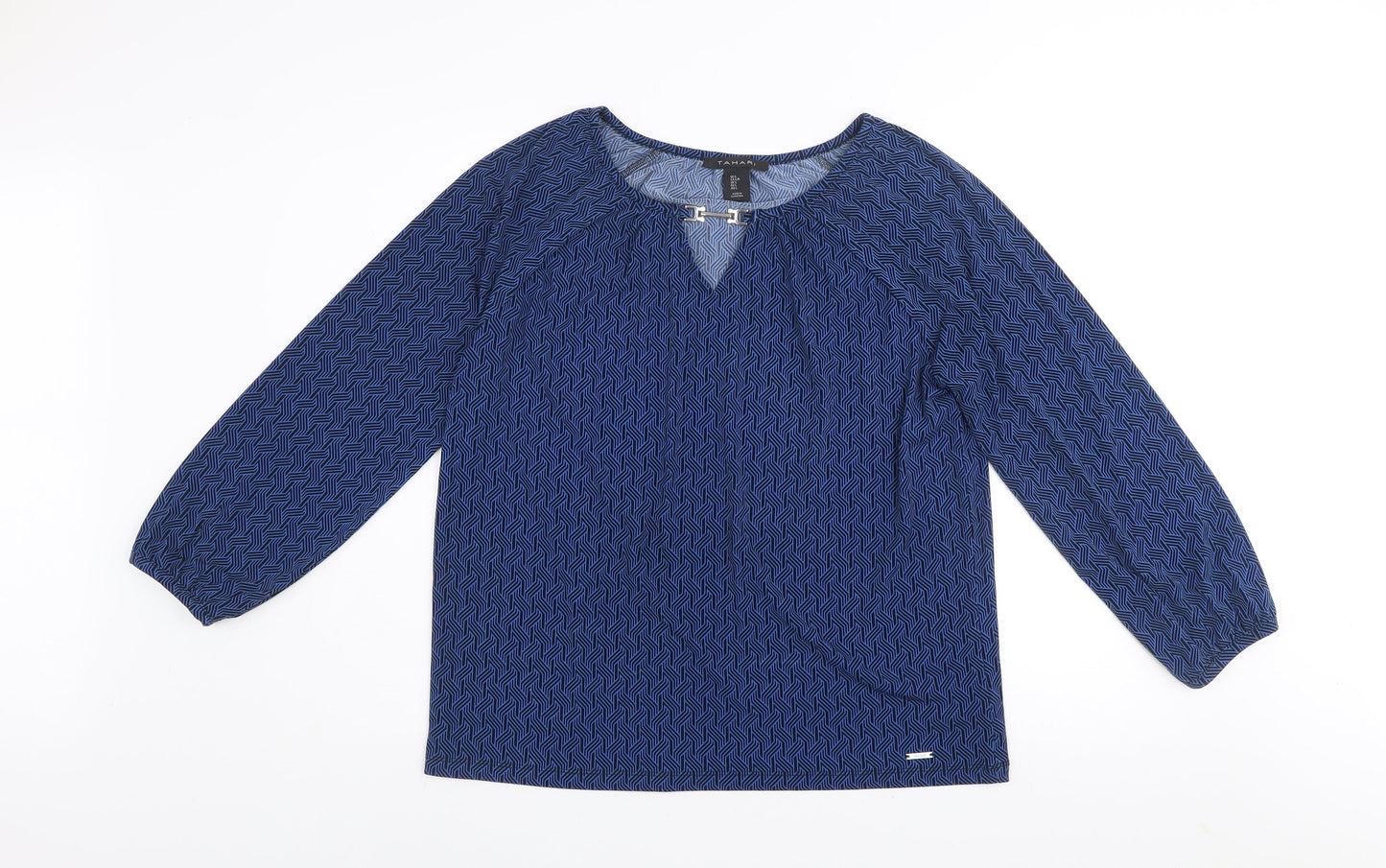 Womens UK Size L Tahari Blue Tunic Blouse
