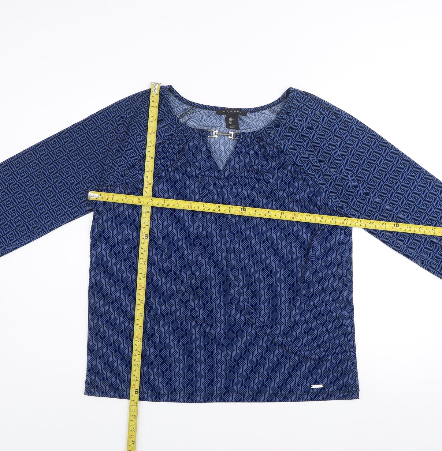Womens UK Size L Tahari Blue Tunic Blouse