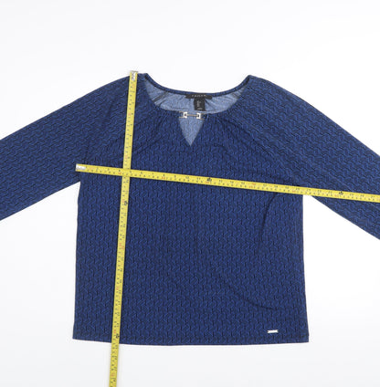 Womens UK Size L Tahari Blue Tunic Blouse