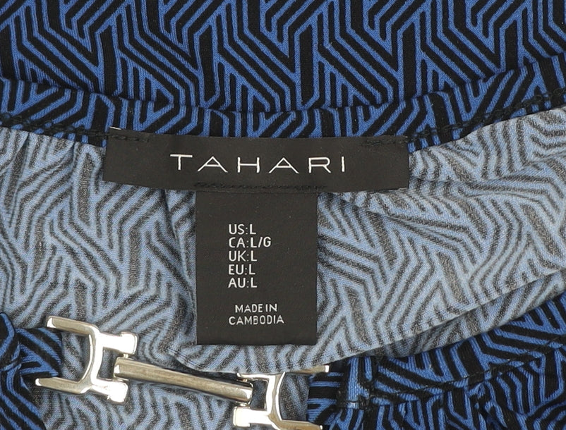 Womens UK Size L Tahari Blue Tunic Blouse