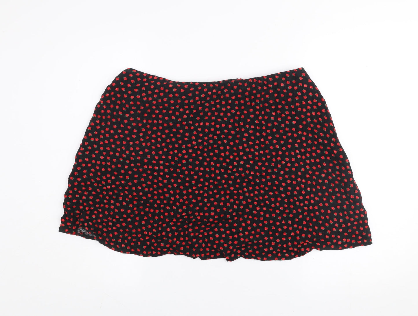 Primark Women's Black Floral Viscose A-Line Skirt Size 18