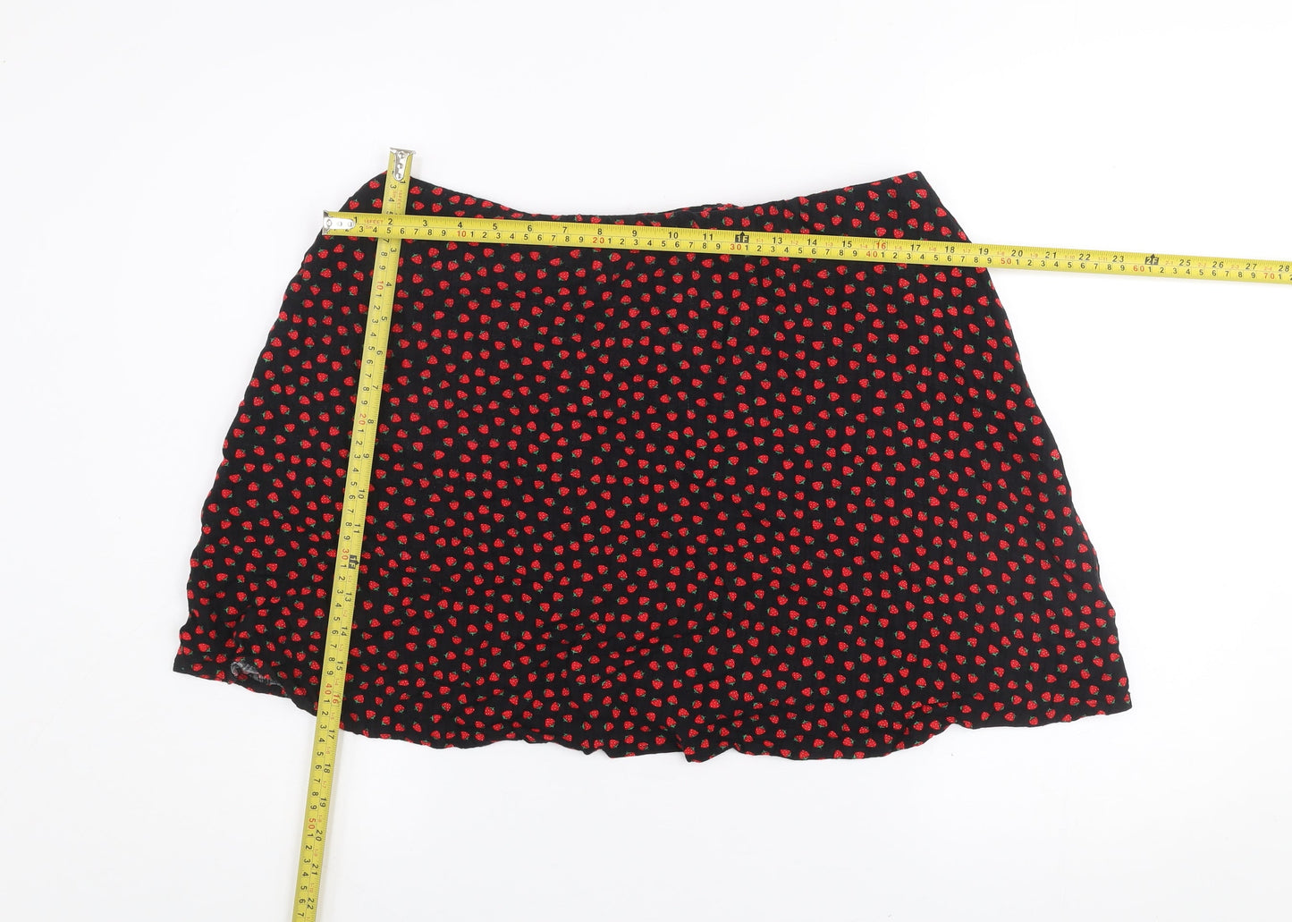 Primark Women's Black Floral Viscose A-Line Skirt Size 18