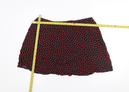 Primark Women's Black Floral Viscose A-Line Skirt Size 18