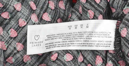 Primark Women's Black Floral Viscose A-Line Skirt Size 18