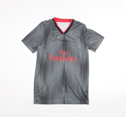 Mens UK Size S SL Benfica Grey Football T-Shirt