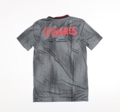 Mens UK Size S SL Benfica Grey Football T-Shirt