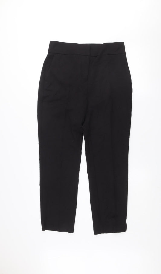 Next Womens Black Size 10 Regular Tapered Trousers Polyester Blend