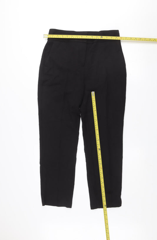 Next Womens Black Size 10 Regular Tapered Trousers Polyester Blend