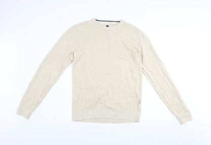 Blend Men's Beige Cotton Crew Neck Pullover Jumper Size L