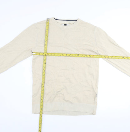 Blend Men's Beige Cotton Crew Neck Pullover Jumper Size L