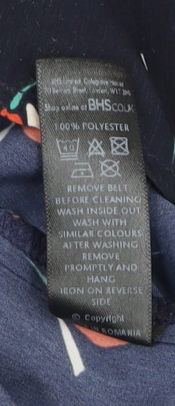 BHS Women’s Blue Floral Shift Dress Size 16 Flutter Sleeve Lightweight