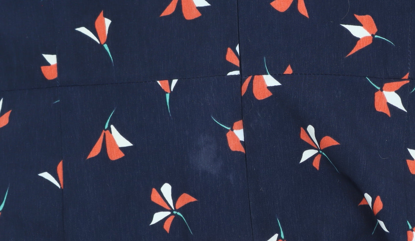 BHS Women’s Blue Floral Shift Dress Size 16 Flutter Sleeve Lightweight