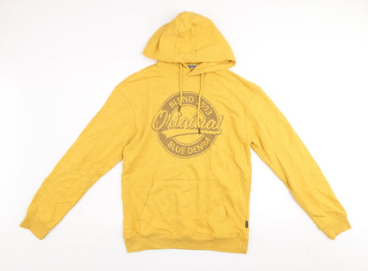 Mens UK Size M Blend Yellow Pullover Hoodie