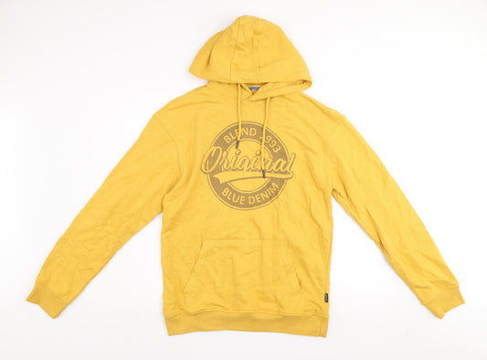 Mens UK Size M Blend Yellow Pullover Hoodie