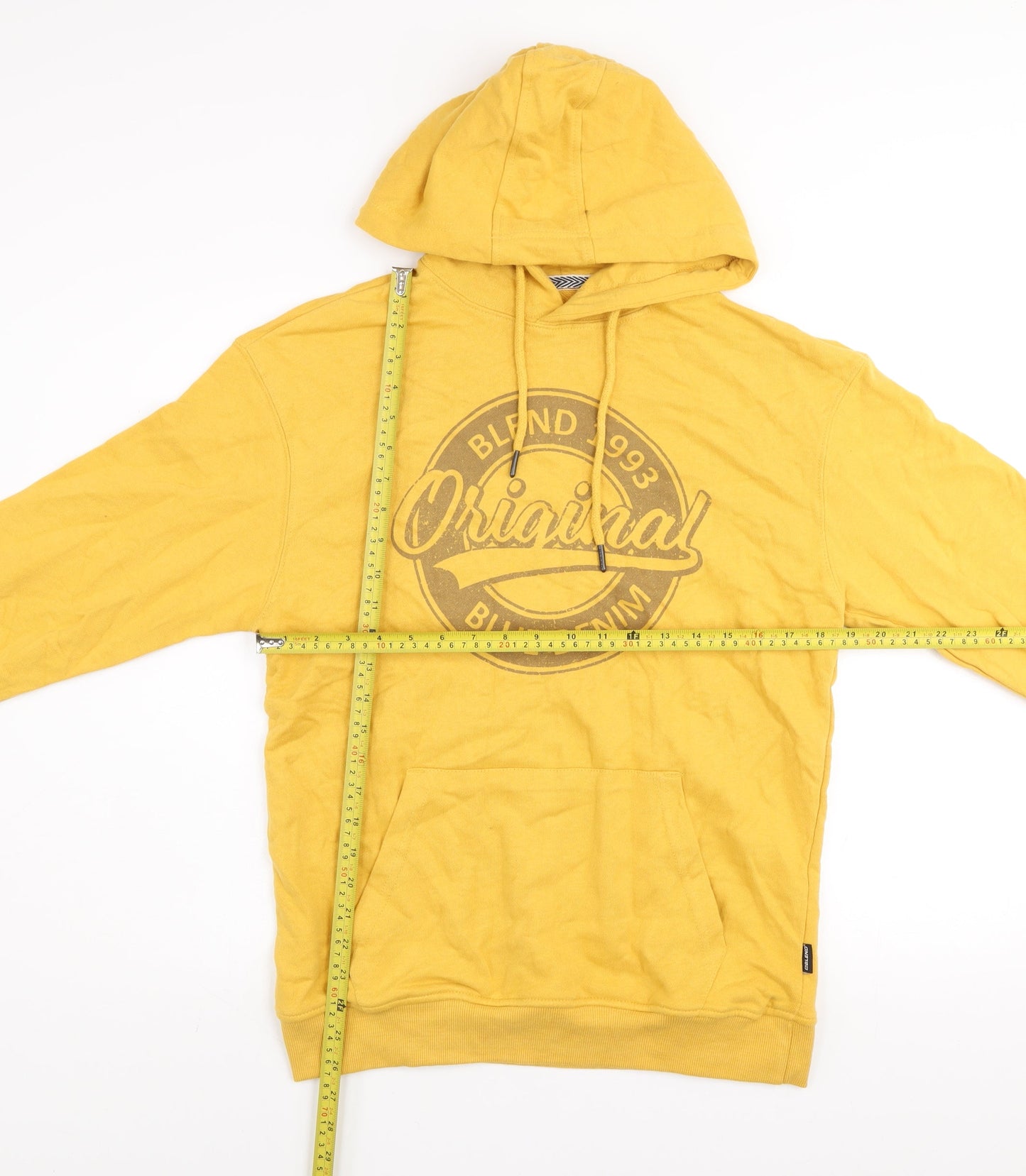 Mens UK Size M Blend Yellow Pullover Hoodie