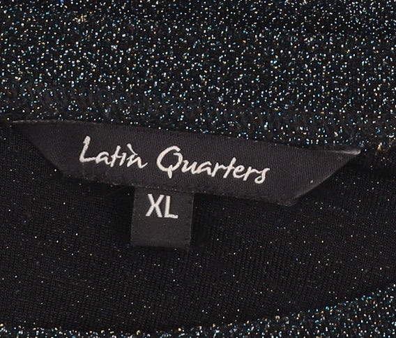 Womens UK Size XL Latin Quarters Black Tunic Blouse