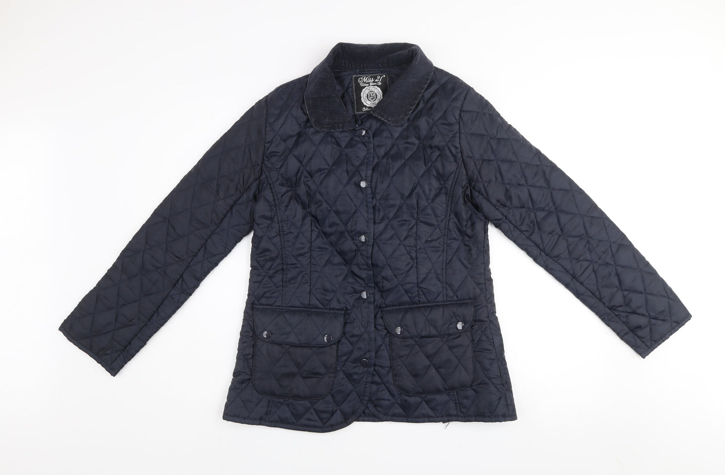 Womens UK Size 10 Miss 21 Blue Quilted Coat