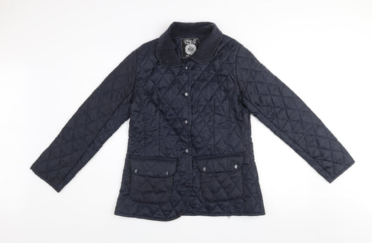 Womens UK Size 10 Miss 21 Blue Quilted Coat