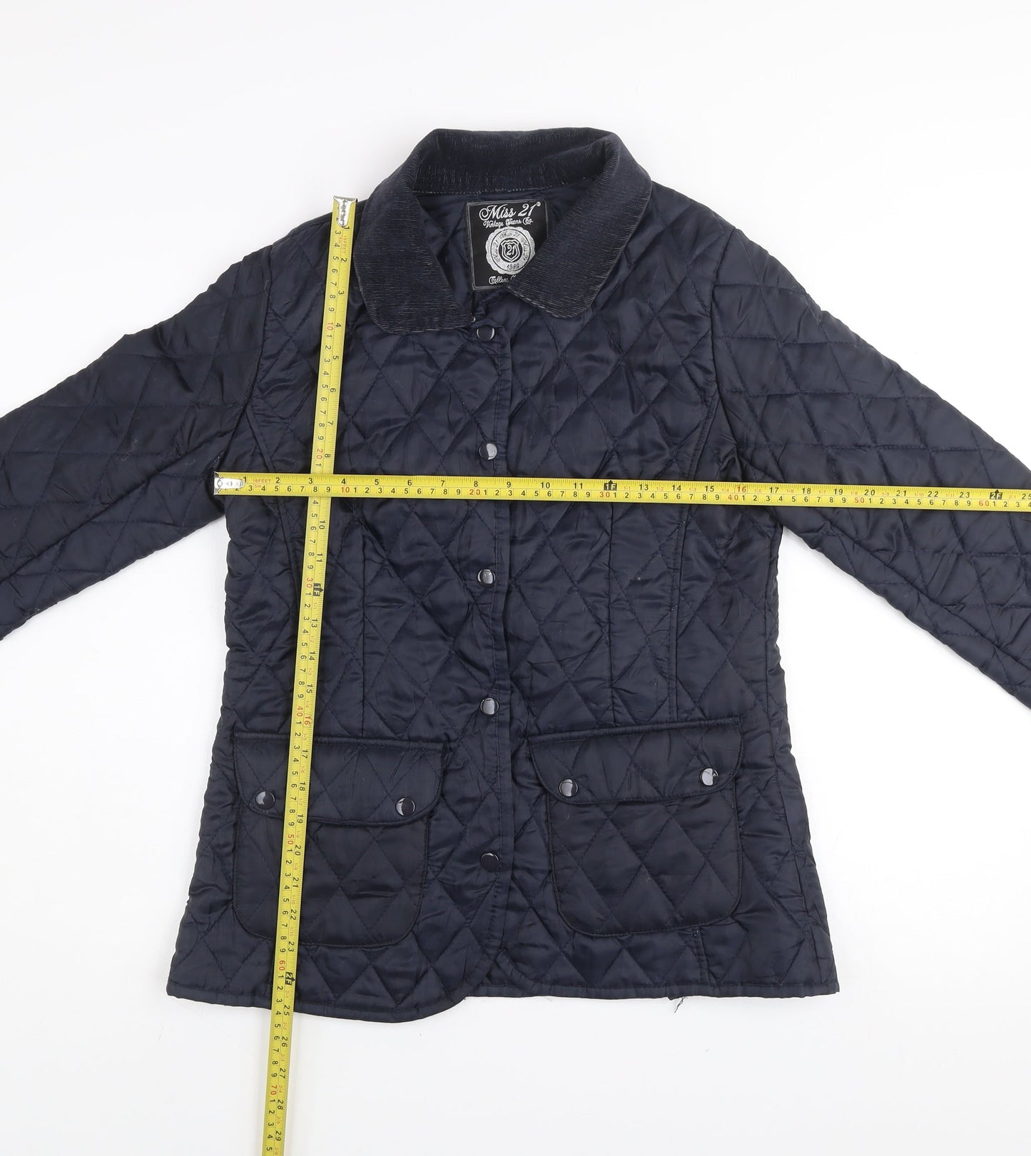 Womens UK Size 10 Miss 21 Blue Quilted Coat