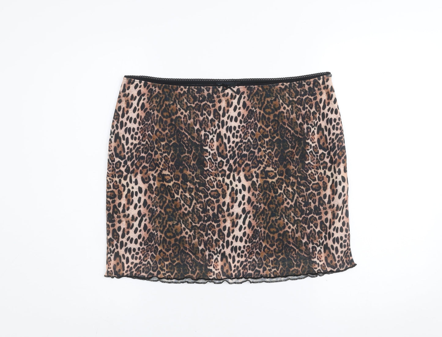 ASOS DESIGN Women’s Brown Leopard Print Short Stretch Skirt Size L