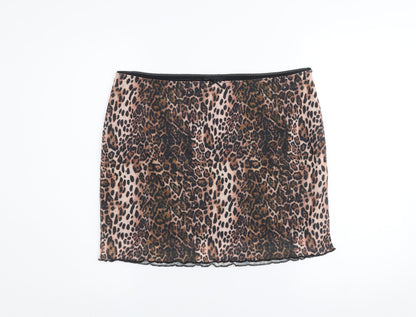 ASOS DESIGN Women’s Brown Leopard Print Short Stretch Skirt Size L