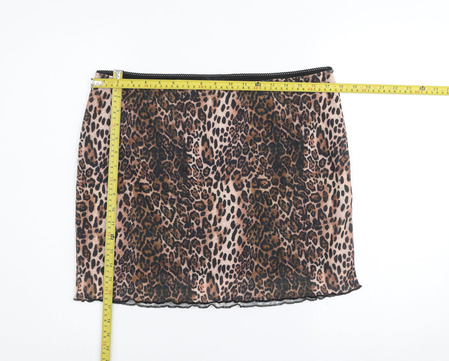 ASOS DESIGN Women’s Brown Leopard Print Short Stretch Skirt Size L