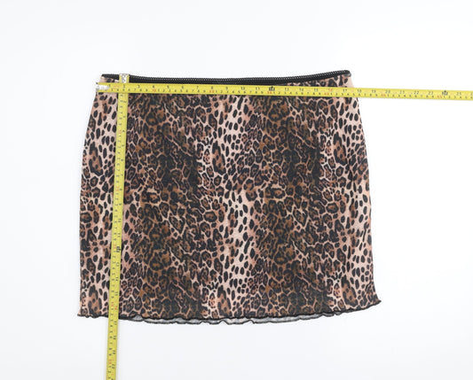 ASOS DESIGN Women’s Brown Leopard Print Short Stretch Skirt Size L