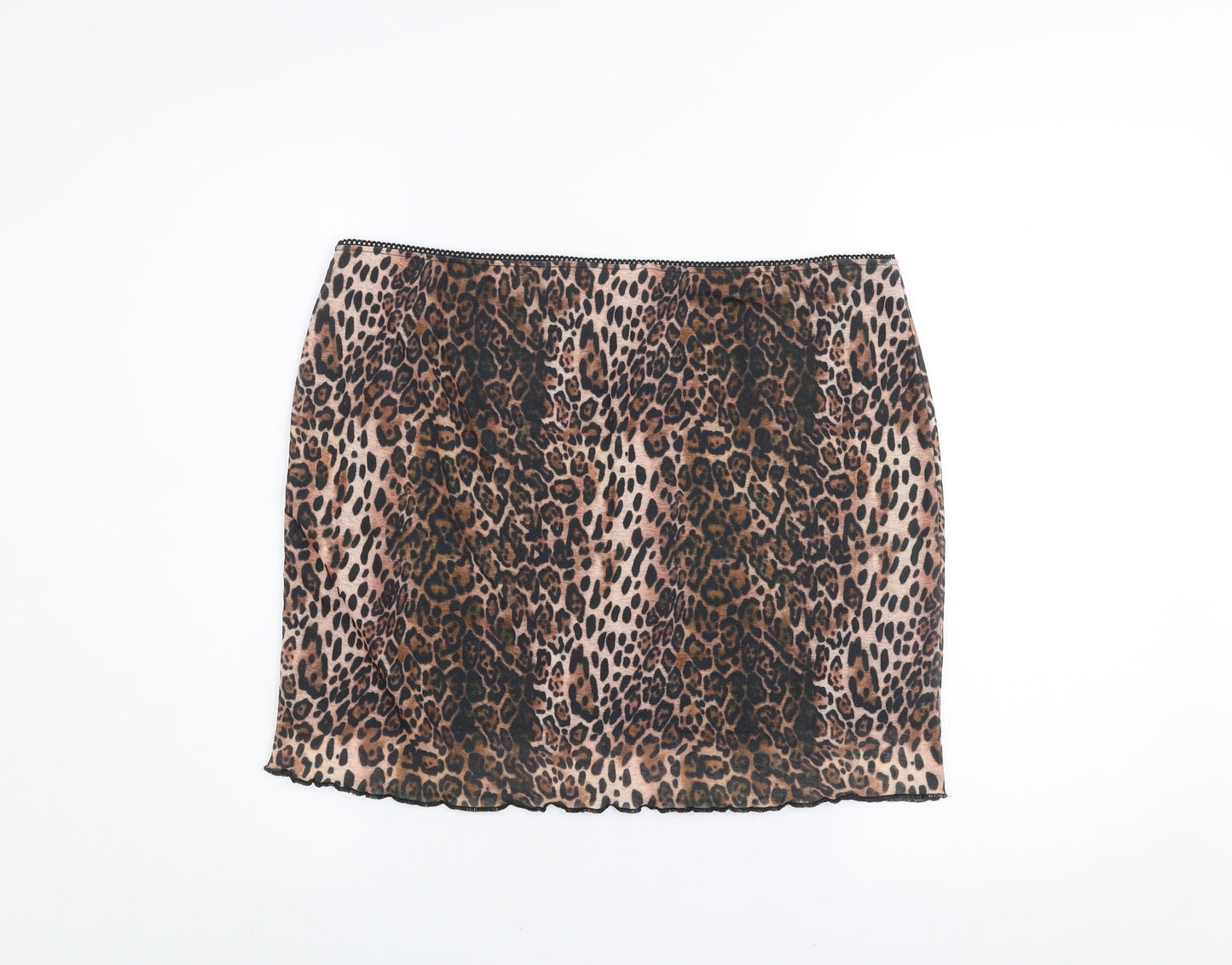 ASOS DESIGN Women’s Brown Leopard Print Short Stretch Skirt Size L