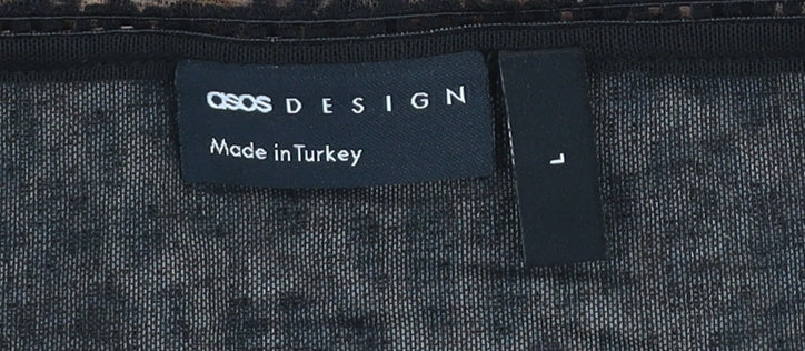 ASOS DESIGN Women’s Brown Leopard Print Short Stretch Skirt Size L