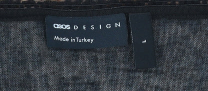 ASOS DESIGN Women’s Brown Leopard Print Short Stretch Skirt Size L