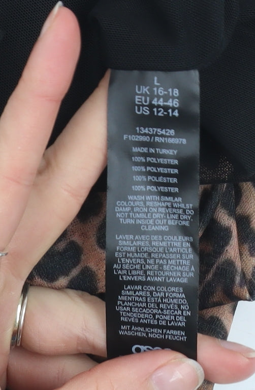 ASOS DESIGN Women’s Brown Leopard Print Short Stretch Skirt Size L