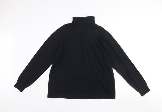 Lands' End Women's Black Cotton Roll Neck Jumper Size L 14-16