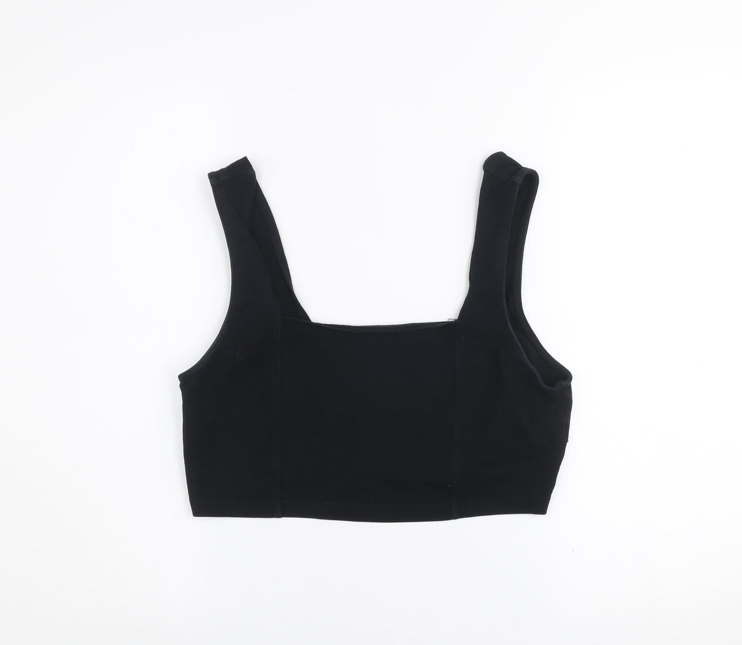 ASOS DESIGN Women’s Black Cropped Tank Top Size 16 Cotton Stretch