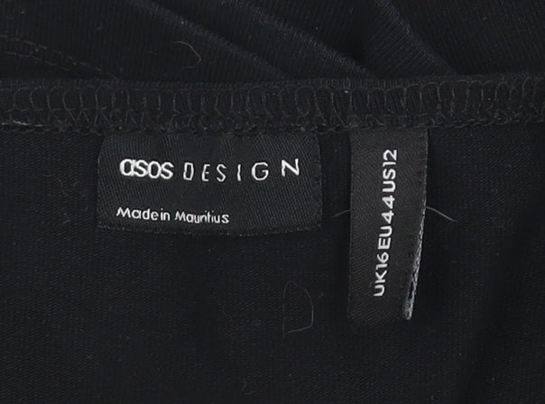 ASOS DESIGN Women’s Black Cropped Tank Top Size 16 Cotton Stretch