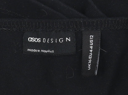 ASOS DESIGN Women’s Black Cropped Tank Top Size 16 Cotton Stretch