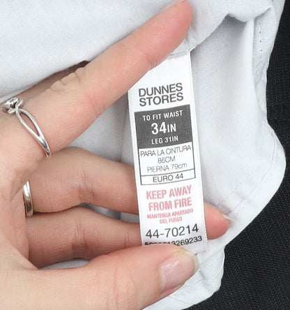 Dunnes Stores Men’s Black 34W 31L Regular Fit Dress Trousers